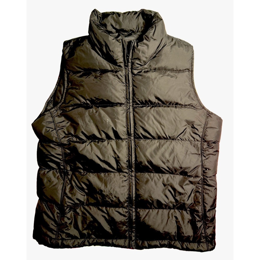 Eddie Bauer Black Goose Down Puffer Vest Zip Up Women's Medium EUC